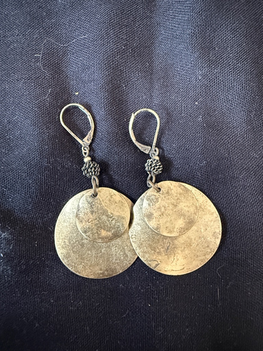 Vintage-Inspired Double Disc Dangle Earrings - Gold Tone